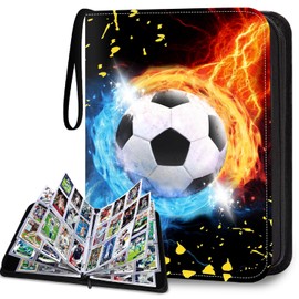 TsuiWah Soccer Card Binder 9-Pocket, Trading Card Binder, Sports Card Album Fits 900 Cards with 50 Removable Sleeves, Zipper Collectible Card Holder Organizer for Soccer, Hockey, Sports Trading Cards