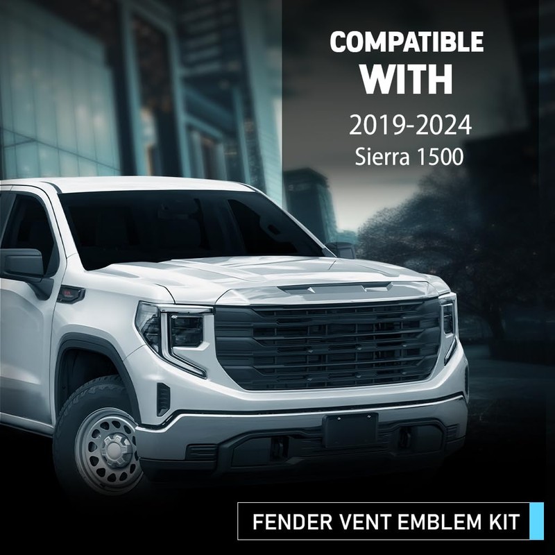 CHEDA Fender Vent Emblem Kit Compatible with GMC Sierra 1500