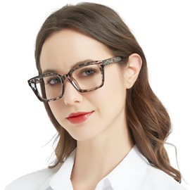 MARE AZZURO No Line Progressive Multifocus Reading Glasses 3.0 Women Blue Light Blocking Readers 1.00 1.50 2.00 2.50 3.00 3.50 (Leopard, 300)