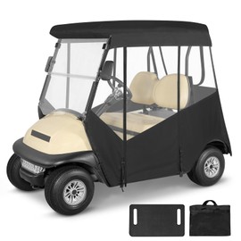 Golf Cart Enclosure 2 Passenger for Club Car Precedent,No Windshield Curtain 3 Sided Transparent Windows Golf Cart Rain Cover,Zippers Roll Up Door 2 Seater Club Car Driving Enclosure(with Seat Towel)