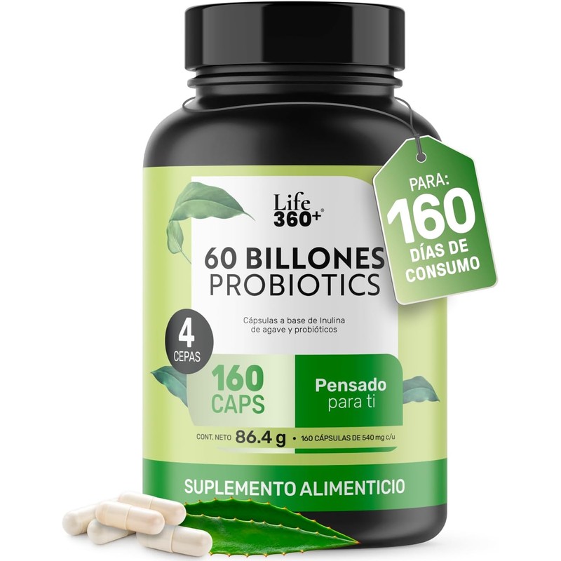 LIFE 360 Probióticos 60 Billones 4 Cepas 240 cápsulas 540mg