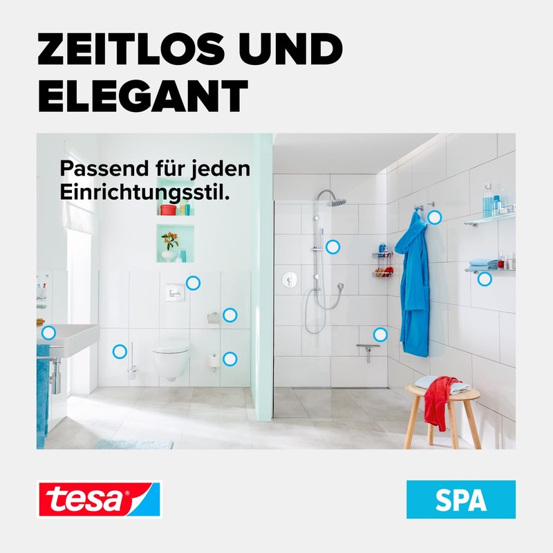 Tesa® SPAA shower set (rod, hose, head), chrome-plated, rust-proof