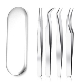 Precision tweezers 4-piece set, eyelash tweezers nail parts, precision tweezers 4-piece set, 1 piece / 정밀 족집게 4종세트 속눈썹 핀셋 네일파츠, 정밀 핀셋 4종세트, 1개