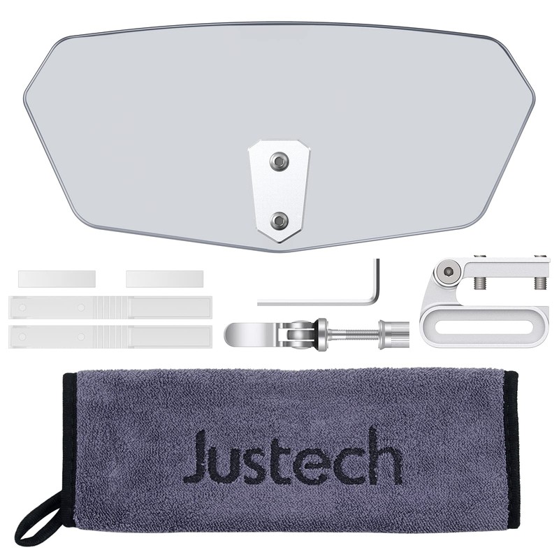 Justech Motorcycle Wind Deflector Motorcycle Windscreen Adjustable Clip On Windshield