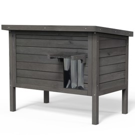 GDLF Outdoor Cat House Feral Cat Enclosure 100% Insulated All-Round Foam Weatherproof Solid Wood Large Size for Multiple Felines 34.5" L*21.5" W*27.2" H