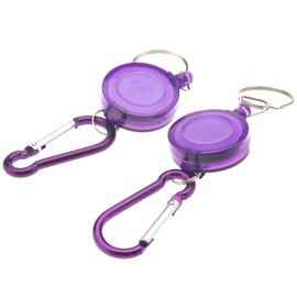 Micro Traders 2 X Purple Retractable Key Chain Badge Reel Carabiner Recoil Holder Pass Id Card