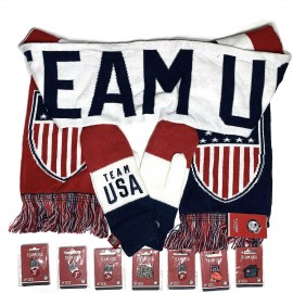 Outerstuff Team USA Olympics Red White Blue Scarf and Mittens +  7 Lapel pins Summer 2020