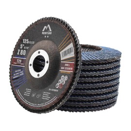 Merryland Flap Disc 125 Metal for Angle Grinder, 125mm 80 Grit T29 Flap Wheel 10 Pieces, Blue Zirconium Corundum INOX Stainless Steel Iron Universal 5 inch, Craft-Line FC1108414-10