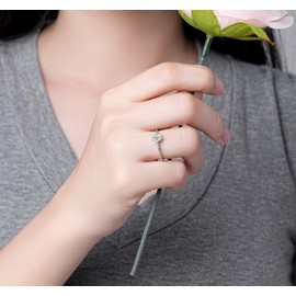 ReBest Thin Stackable Rings with April Birthstone for Women (Size 9) - Sterling Silver Oval Stacking Ring for Female Dauter Grandma - Christmas Anniversary Birthday Gifts