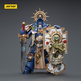 JOYTOY JT6465 Warhammer 40K The Ultramarines, Ultramarines Primaris Captain with Relic Shield and Power Sword 1/18 Action Figures Soldier model