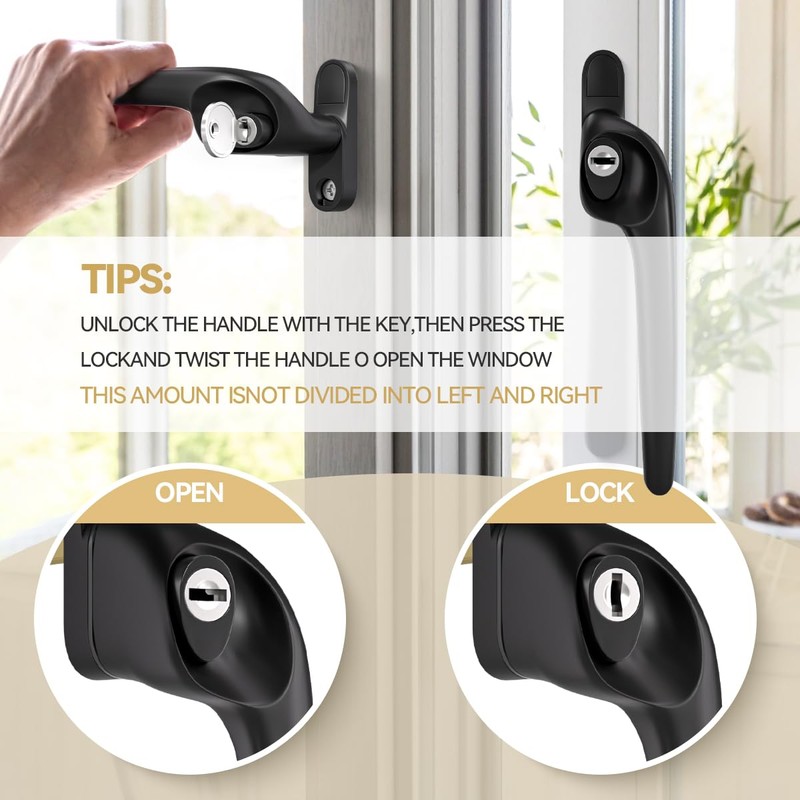 Bwintech 1 Pcs Offset Black UPVC Aluminium Window Handle,Right Hand,