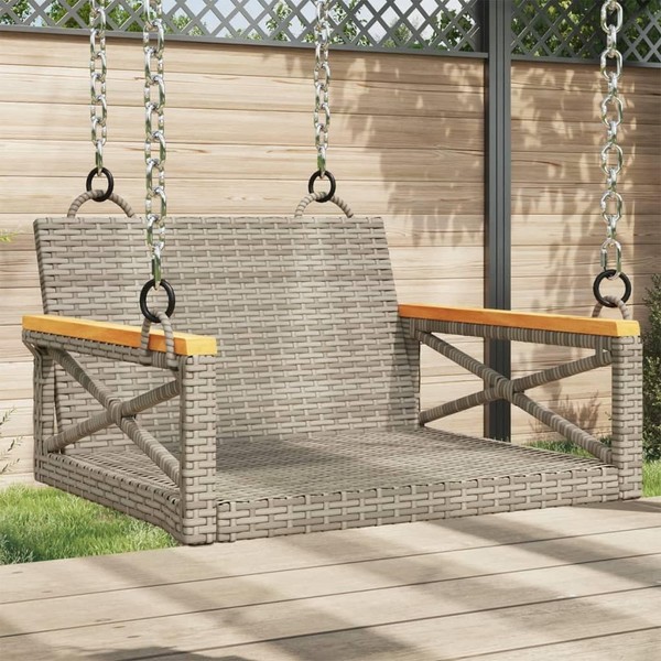 Strawberry Fairy Relaxing Outdoor Swing Bench in Gray, Durable Rattan