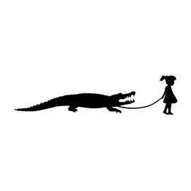 Girl Walking Alligator Funny MKR Decal Vinyl Sticker |Cars Trucks Vans Walls Laptop|Black|7.5 x 1.8 in|MKR1254