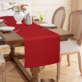 AooHome テーブルランナー グレー 30x180cm リネン風デザイン 無地 和風 洋風 北欧 クロス テーブルクロス テーブルセンター ブリッジランナー 洗えるポリエステル製・撥水｜防傷加工 レッド