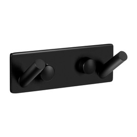 Ambrosya - Towel Holder Made of Stainless Steel in Black - Bathroom Clothes Hook Set Wardrobe (Stainless Steel (Black), 2 Hooks)