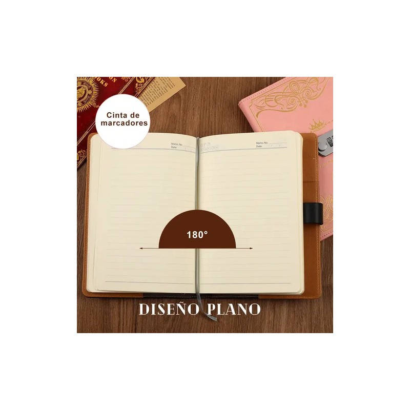 Agenda De Cuero Con Candado Diario Personal 150 Hojas calco