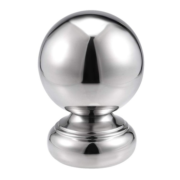 sourcing map 97mm Dia 201 Stainless Steel Hollow Cap Ball Spheres w Base for Handrail Stair Newel Post Silver Tone