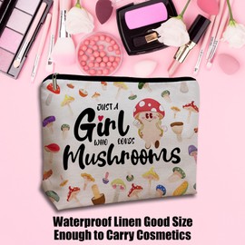 Whimsical Mushroom Makeup Bag Cosmetic Organizer with Zipper Cute Mushroom Gifts for Women Teen Sister Friend Birthday Christmas Self Care