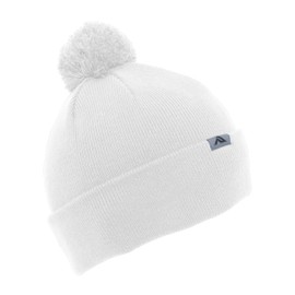 Pacific Headwear Standard Knit Fold Pom Beanie, White