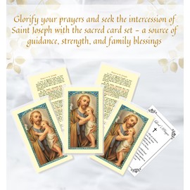 St Joseph Prayer Card - with The Lord's Prayer Card - 5 Laminated Saint Joseph Card for Daily Prayers - Saint Joseph Holy Cards Set, Patron of Fathers, Families, and Workers, Total 6 Items