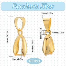 SOFPLATE 1 Box 100Pcs Pinch Bails Metal Pinch Clip Bail Clasp Dangle Bead Necklace Pendant Connector Brass Pinch Clasp Findings for jewellery Making Clasps Supplies DIY Necklace Earrings Bracelet