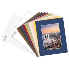 Golden State Art, Pack of 10 Mixed Colors Pre-Cut 8x10 Picture Mat for 5x7 Photo with White Core Bevel Cut Mattes Sets. Includes 10 High Premier Acid Free Mats & 10 Backing Board & 10 Clear Bags