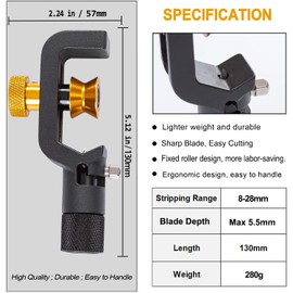GROWORD 8-28.6MM Cable Stripper - FTTH Armored Fiber Cable Stripping Knife, Radial Cutter, Slitter Tools for Stripping Fiber Optic Cable Jackets