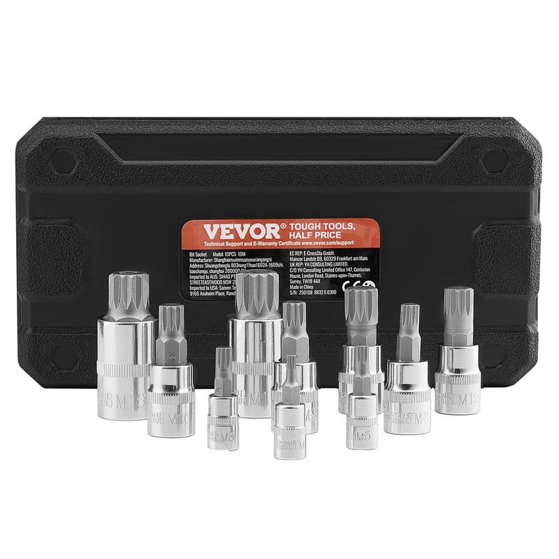 VEVOR Extra Long Allen Hex Bit Socket Set, 18-Piece 3/8