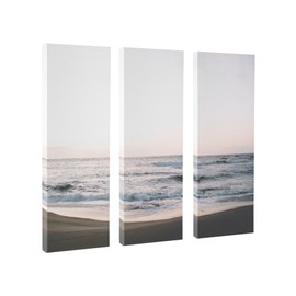 Kate and Laurel California Dreaming Canvas Wall Art Set by Patricia Rae Photography, 3 Piece 12 x 28, Coastal Beach Art for Wall