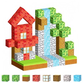 QMLING Magnetische Bausteine, 75 Teile Magnetbausteine, Montessori Spielzeug ab 3 Jahren, Magnet Bausteine für Kinder Geschenke Jungen Mädchen