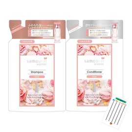 Samourai Woman Shampoo Conditioner Refill Set, 11.8 fl oz (350 ml) Each + Chabel Lottery (Samurai Woman Moist, Shampoo & Conditioner Set of 1 each)