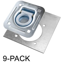 Recessed D-Ring 6,000 lb. Cap. Tiedown Anchors w/Backing Plate - 9 Pack