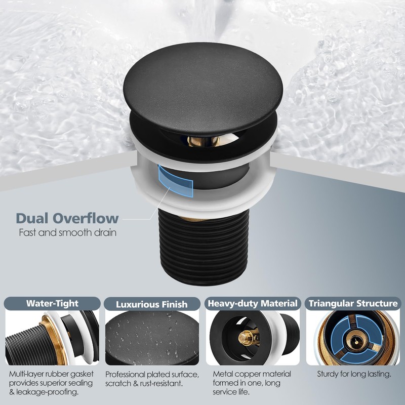 UZLEZ Brass Freestanding Tub Drain, Pop Up Freestanding Tub Drain