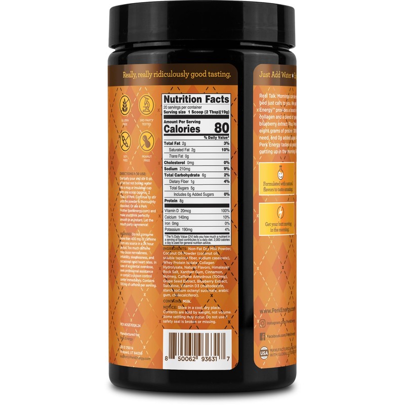Perk Energy Original Pumpkin Butter Pecan Flavored, 20 Servings -