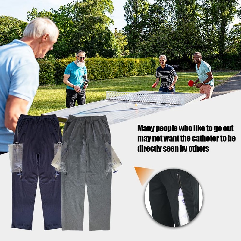 Urine Bag Pants for Men/Women, Incontinence Care Trousers, Catheter Leg