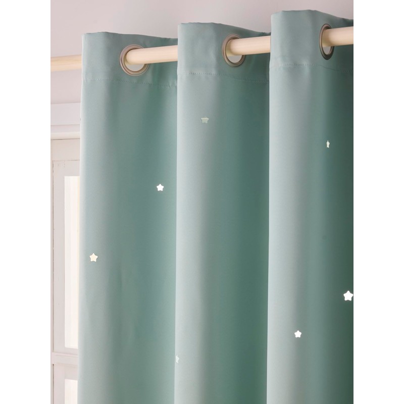 VERTBAUDET Blackout Curtain Green Stars 135 x 180 cm