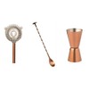 Epicurean 3 Piece Bar Set Double Jigger, Strainer, Long Spoon, Copper Pated