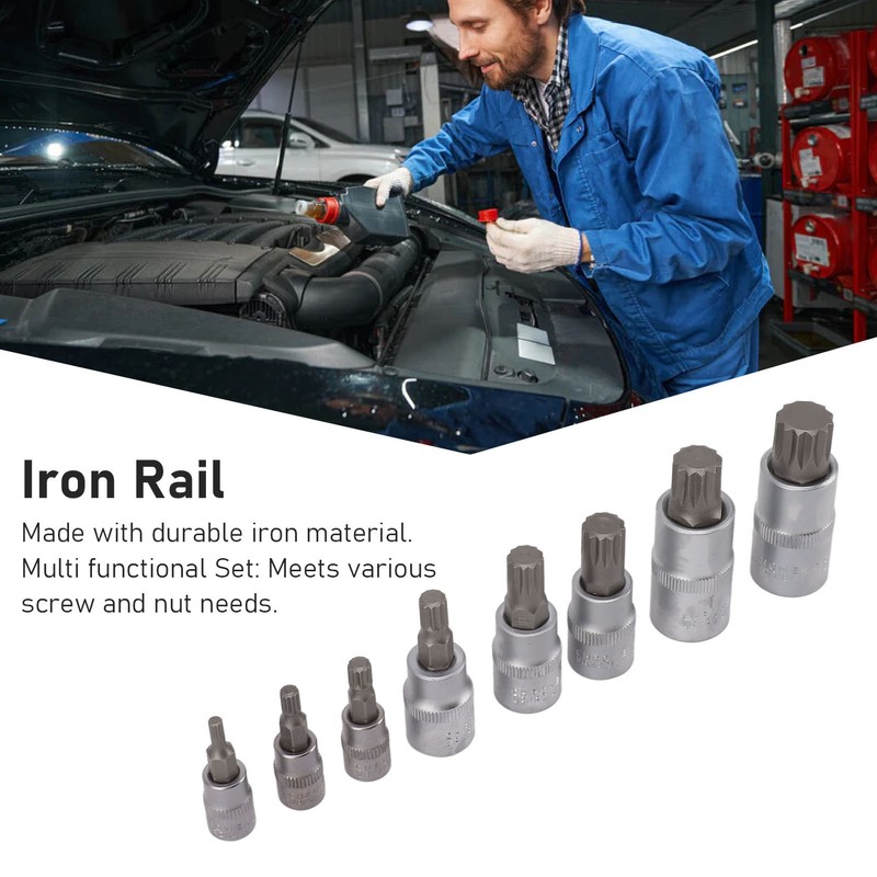 8PCS Hex Bit Set 1/2in 1/4in 3/8in Iron Hex Heads