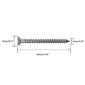 5 x 50mm Screw, Flat Head, Phillips Drive, Self Drilling, 304 Stainless Steel Drywall Wood Screws 50Pcs