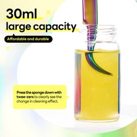 ACTROL Eyelash Extensions Tweezer Cleanser 1 Bottles Lash Tweezers Cleaning Tool for Lash Glue Remover with Sponge Yellow Ball Eyelash Tweezer Liquid Supplies 30ml