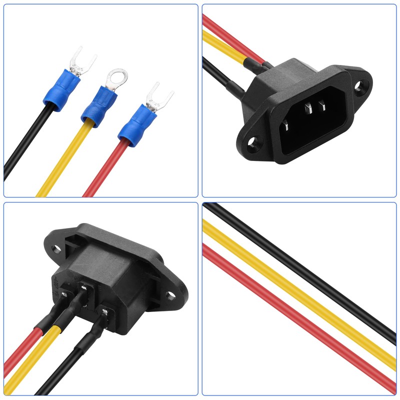 PNGKNYOCN IEC C14 Panel Mount Plug Adapter,10A 250V 3 Pin