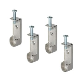 Gedotec Ceiling Wardrobe Rail Bearing, Pack of 4 Clothes Rail Brackets, Metal, Oval, Hanging for Cupboard Rods and Wardrobe Rails, Chrome, Made in Germany, Cupboard Rail Holder with Screw M6 x 28 mm