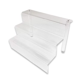 888 Display® Three-Tier Acrylic Step Display Ultra Clear and Versatile Risers (9"W x 6 1/8"W x 6"H)