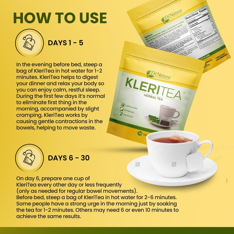 DrNatura KleriTea Herbal Tea, Caffeine-Free, All-Natural, Vegetarian, 30 Tea Bags,
