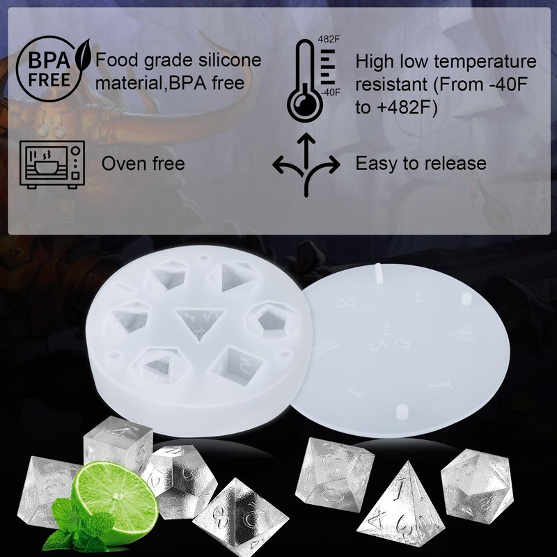 Juome Dice Shaped Ice Cube Mold for Whisky, DND Dice