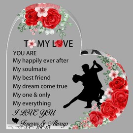 Romantic Valentine's Day Gift, Heart-shaped Acrylic I Love You Plaque Souvenir, Anniversary to Wife I Love You, Christmas Birthday Gift