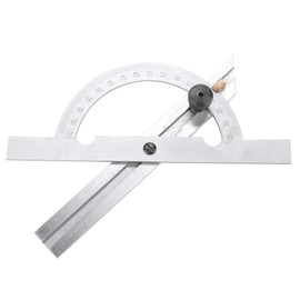 Protractor 0-180 Degree Adjustable Round Head Protractor Carbon Steel 100 x 150 mm Goniometer Angle Finder Gauge for All Types of Angle Measurements
