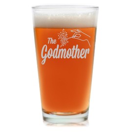 The Godmother Etched Pint Glass - Premium Quality, Handcrafted Glassware, 16 oz. Etched Beer Glass - Collectible Gift Item for Godparents, Birthdays, & Special Occasions