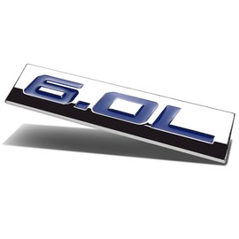Auto Dynasty Chrome Finish Metal Emblem 6.0L Badge, (Blue Letter)