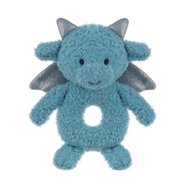 Apricot Lamb Dragon Rattle Soft Baby Rattle for Boys and Girls, Plush Stuffed Animal Rattle Toy Lovey for The Newborn, 0-3 Months, 0-6 Months and Above, 6.7 Inches (Blue)